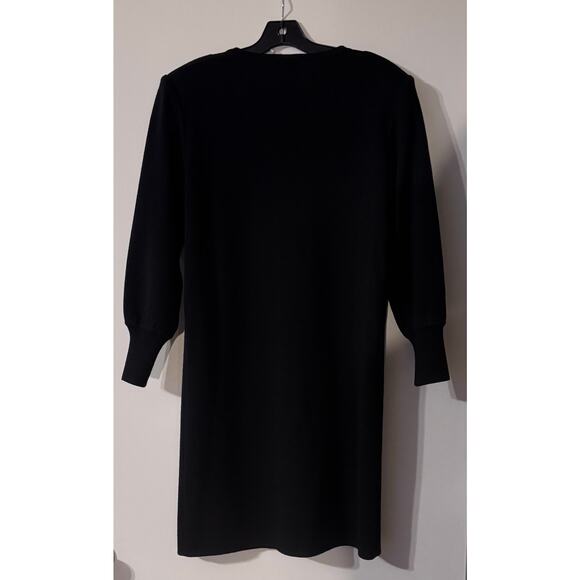 Auth. Vintage 80s Yves Saint Laurent Black Wool Sweater Midi Dress Size M - Picture 7 of 14